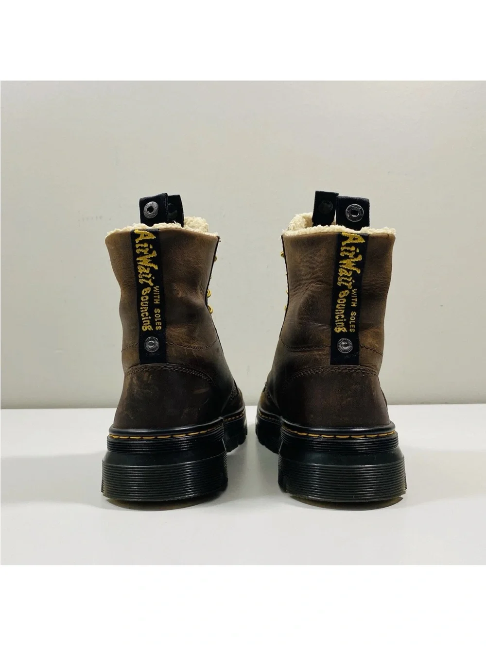 Dr. Martens Combs Fold-Down Leather  Boots Fur lining Dark Brown Man’s Sz. 8 New